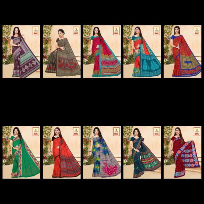 Smc Priyalaxmi Fancy Regular Wear Cotton Printed Designer Saree Collection
